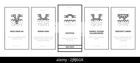 Cicatrice dopo Trauma o Chirurgia icone di onboarding impostare vettore Illustrazione Vettoriale