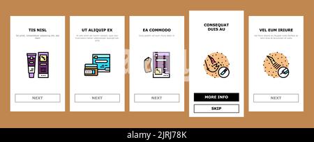 Cicatrice dopo Trauma o Chirurgia icone di onboarding impostare vettore Illustrazione Vettoriale