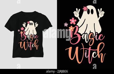 Carino giorno di Halloween Speciale T-shirt grafica con "Halloween" disegno vettore Grafica T-shirt, mag, adesivo, tappetino da parete, ecc Design Vector Graphic Illustrazione Vettoriale