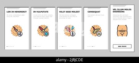 Cicatrice dopo Trauma o Chirurgia icone di onboarding impostare vettore Illustrazione Vettoriale