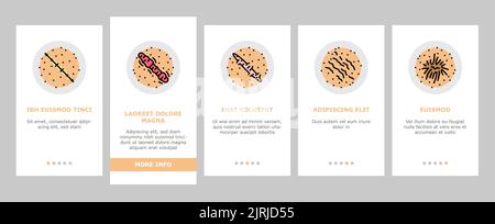 Cicatrice dopo Trauma o Chirurgia icone di onboarding impostare vettore Illustrazione Vettoriale