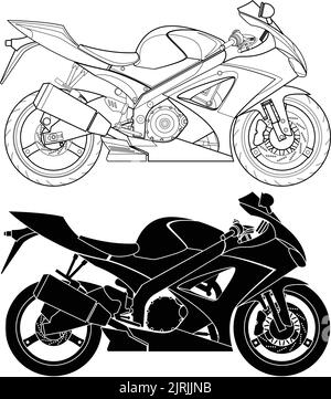 Illustrazione vettoriale a strati della motocicletta. Illustrazione Vettoriale