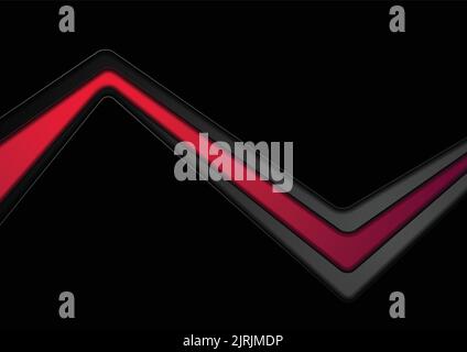 Sfondo aziendale nero astratto con striscia rossa. Disegno vettoriale Illustrazione Vettoriale