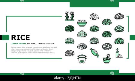 Riso per la preparazione di Delicious Food landing header vettore Illustrazione Vettoriale