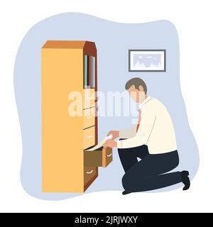 uomo d'affari sta con i documenti. uomo d'affari persone attività illustrazione vettore Illustrazione Vettoriale