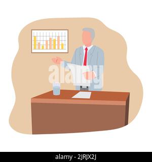 uomo d'affari sta con i documenti. uomo d'affari persone attività illustrazione vettore Illustrazione Vettoriale