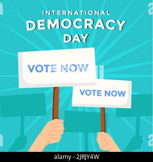 giornata internazionale della democrazia con le mani che tengono la bandiera Illustrazione Vettoriale