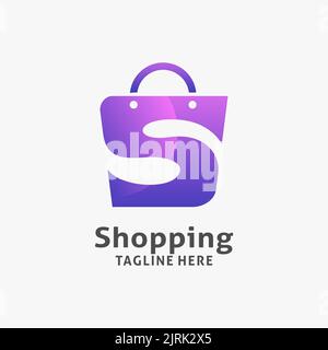 Lettera S nel disegno di marchio di borsa di shopping Illustrazione Vettoriale