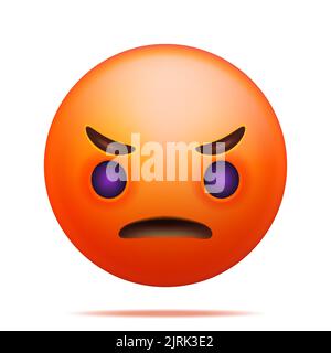3D Red Angry Emoticon isolato Illustrazione Vettoriale