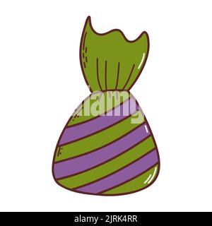 Halloween dolce. Elementi di Halloween. Concetto di trick o treat. Illustrazione vettoriale in stile disegnato a mano Illustrazione Vettoriale