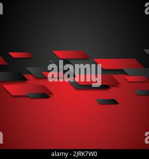 Abstract il contrasto di colore rosso e nero tech background dell'azienda. Vettore geometrico design Illustrazione Vettoriale