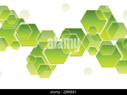 Verde tecnologia esagoni sfondo geometrico astratto. Disegno vettoriale Illustrazione Vettoriale