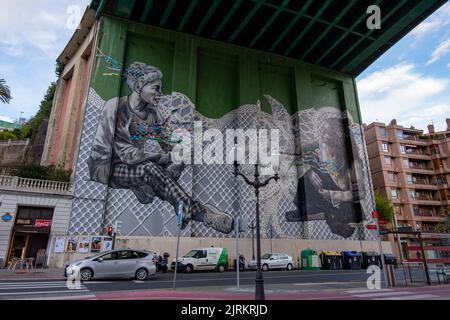 Graffiti sul ponte Salve di Bilbao Foto Stock