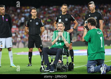 Barcellona, Spagna. 24th ago, 2022. Unzue durante la benefica partita amichevole per raccogliere fondi per ELA tra FC Barcelona e Manchester City a Spotify Camp Nou a Barcellona, Spagna. Credit: DAX Images/Alamy Live News Foto Stock