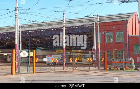 Rigby Road, deposito di Tramtown, trasporto di Blackpool, Lancashire, Inghilterra, Regno Unito, FY1 5DD Foto Stock