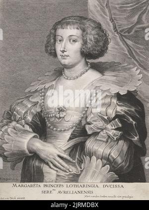 Margherita, Principessa di Lorena. Da Icones principum virorum ("l'Iconografia"), prima del 1641, di Schelte Bolswert, Sir Anthony van Dyck, Maarten van den Enden. Dono del Vescovo Monrad, 1869. Foto Stock