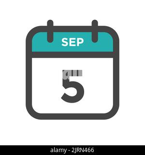5 settembre giorno del calendario o data del calendario per la scadenza e l'appuntamento Illustrazione Vettoriale