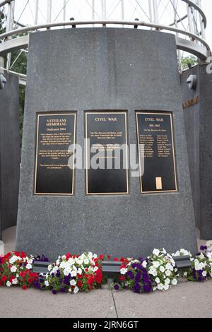 STILLWATER, Minnesota, USA - 24 AGOSTO 2022: Cartellone della guerra civile al monumento ai veterani di Stillwater Minnesota. Foto Stock