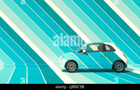 auto subcompatta colorata a righe come sfondo. rendering 3d Foto Stock