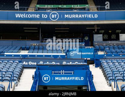 Posti a sedere al BT Murrayfield Rugby Ground Stadium, Edimburgo, Scozia, Regno Unito Foto Stock