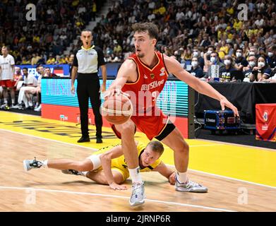 Franz Wagner in Germania durante la FIBA Basketball World Cup 2023, partita di qualificazione tra Svezia e Germania a Hovet a Stoccolma, Svezia, il 25 agosto 2022.Photo: Henrik Montgomery / TT / code 10060 *** SWEDEN OUT *** Foto Stock