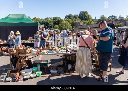 Il Frome mercato domenicale indipendente commercianti Frome, Somerset, Inghilterra, Regno Unito Foto Stock