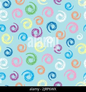 Disegno a mano colorato Crayon disegno a spirale circolare modello. Illustrazione Vettoriale