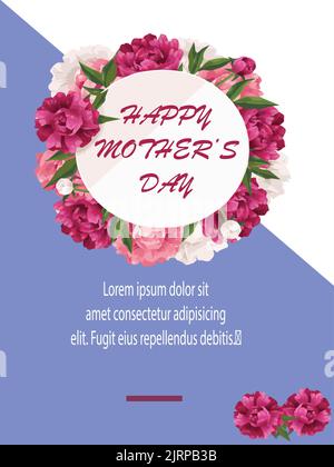 Corona di fiori per il giacente piatto della carta del giorno delle madri felici Illustrazione Vettoriale