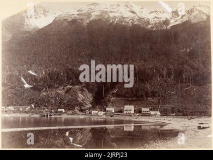 Capo del lago Wakatipu, 1880-1890s, Otago, di Burton Brothers. Foto Stock