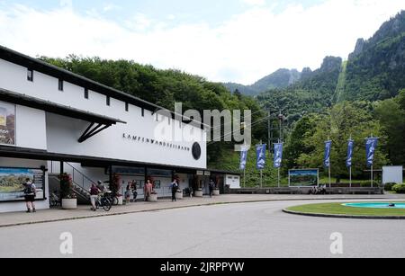 Aschau im Chiemgau, 4 giugno 2022, stazione a valle della funivia Kampenwand Foto Stock