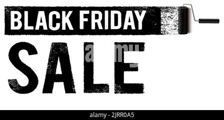 Tratto orizzontale di vernice con rullo per tipografia e pittura - Black Friday sale Illustrazione Vettoriale