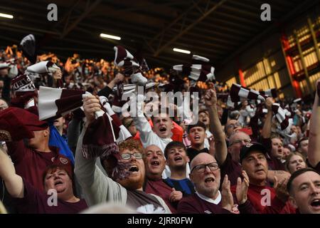 Tynecastle Park, Edinburgh.Scotland.UK.25th ago 22 Hearts vs FC Zurigo. Europa League play-off round partita seconda gamba .Hearts Fans Credit: eric mccowat/Alamy Live News Foto Stock