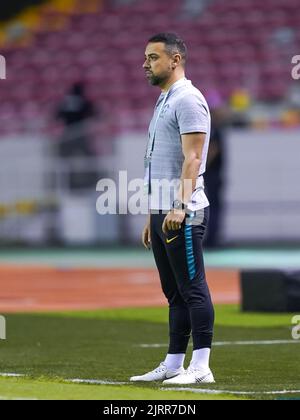 San Jose, Costa Rica. 25th ago, 2022. San Jose, Costa Rica, 25th 2022 agosto: Allenatore del Brasile Jonas Urias durante la Coppa del mondo di donne FIFA U20 Costa Rica 2022 partita di calcio semifinale tra Brasile e Giappone a Estadio Nacional a San Jose, Costa Rica. (Daniela Porcelli/SPP) Credit: SPP Sport Press Photo. /Alamy Live News Foto Stock