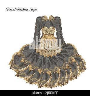 Fantastico abito fatto di fiori alta moda floreale stile Foto Stock