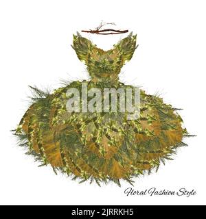 Abito fantastico fatto di fiori su un appendiabiti, stile alto floreale moda Foto Stock