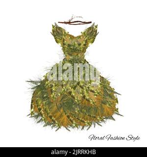 Abito fantastico fatto di fiori su un appendiabiti, stile alto floreale moda Foto Stock