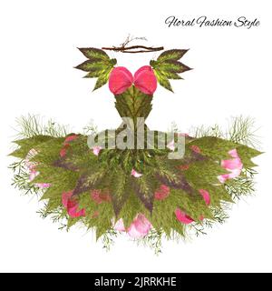 Abito fantastico fatto di fiori su un appendiabiti, stile alto floreale moda Foto Stock