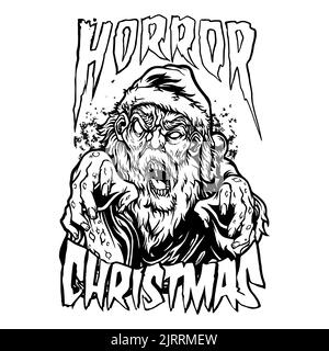 babbo natale zombie horror silhouette vettoriale illustrazioni per il tuo lavoro Logo, mascotte merchandise t-shirt, adesivi e disegni di etichette, poster Foto Stock