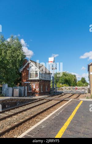 Scatola di segnalazione Heckington Station, Heckington Lincolnshire 2022 Foto Stock