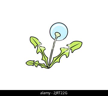 Dente di leone, blowball, piante, erbe e campo, logo design. Natura, fiore, foglie, fiore e fiore, disegno vettoriale e illustrazione Illustrazione Vettoriale