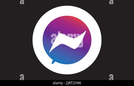 Grigio blu icona bolla Meta chat Messenger modello vettoriale con sfondo nero Illustrazione Vettoriale