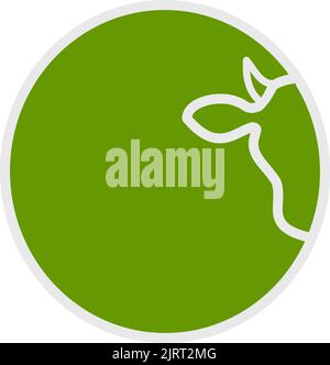 Un cerchio verde con illustrazione della silhouette a forma di mucca per un logo Illustrazione Vettoriale