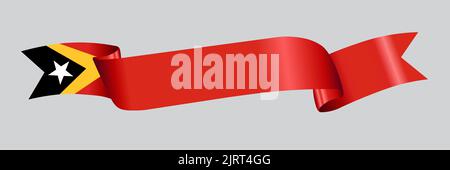 3D Bandiera di Timor Est su un nastro di tessuto. Illustrazione Vettoriale