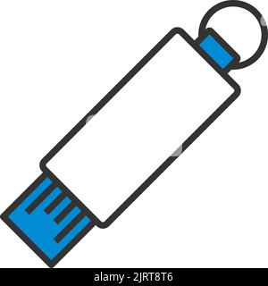 Icona USB Flash. Contorno grassetto modificabile con disegno riempimento colore. Illustrazione vettoriale. Illustrazione Vettoriale