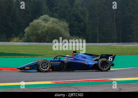 06 SARGEANT Logan (usa), Carlin, Dallara F2, azione in occasione del 11th° round del Campionato FIA di Formula 2 2022, dal 26 al 28 agosto 2022 sul circuito di Spa-Francorchamps, a Francorchamps, Belgio - Foto Paul Vaicle/DPPI Foto Stock