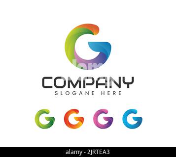 Elementi del modello di disegno dell'icona del logo lettera G. Logo lettera G astratto Illustrazione Vettoriale