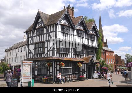 Il museo a graticcio Jacobean Black and White House, High Town, Hereford, Inghilterra Foto Stock