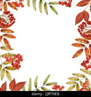 Cornice isolata in acquerello autunnale Foto Stock