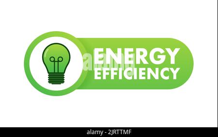 Efficienza energetica ecologica. Logo Vector. Concetto grafico. Sfondo verde di energia Illustrazione Vettoriale