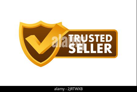 Etichetta del venditore fidato. Il mercato è affidabile. Illustrazione del vettore. Illustrazione Vettoriale